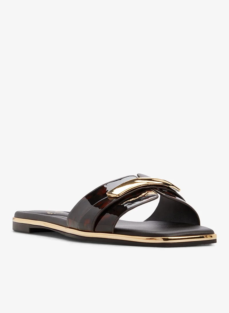 Aldo OPEN BROWN Darlina Single Strap Flat Sandals for Women | Best Price UAE